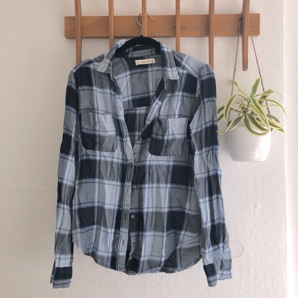 Abercrombie & Fitch Tops - Abercrombie and Fitch blue flannel size medium